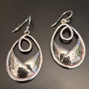 Grace&Heart Vintage Antique Shell & Onyx Sterling Silver Drop Dangle Earrings